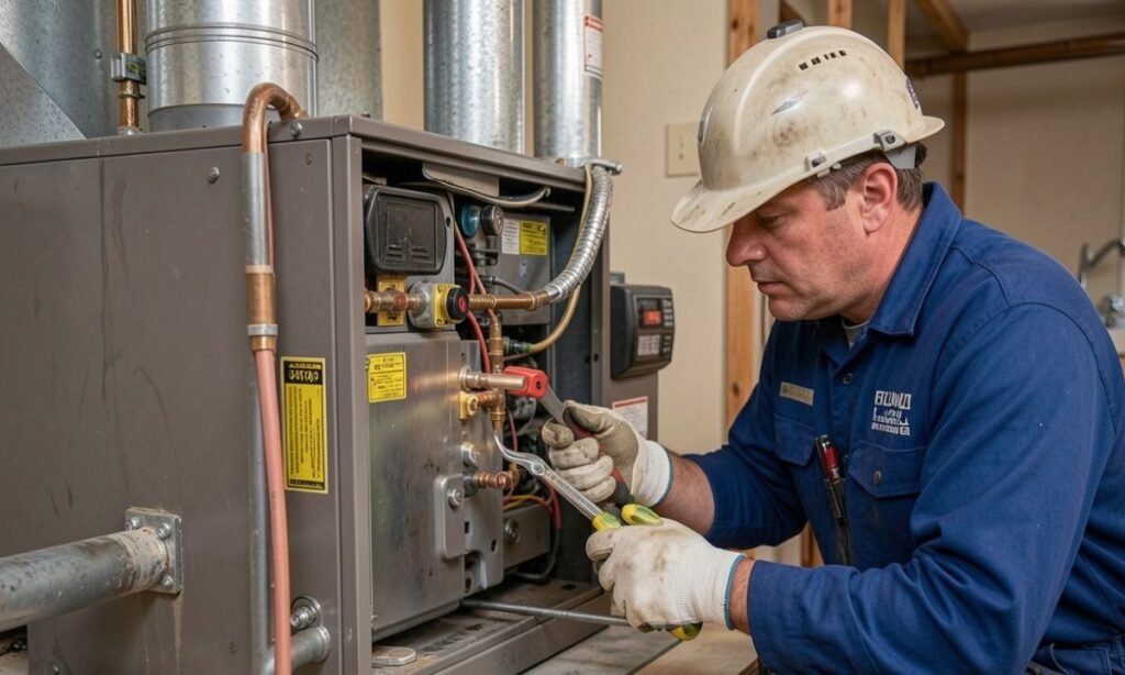 Furnace Repair Thornton expert at work ensuring safe and efficient home heating