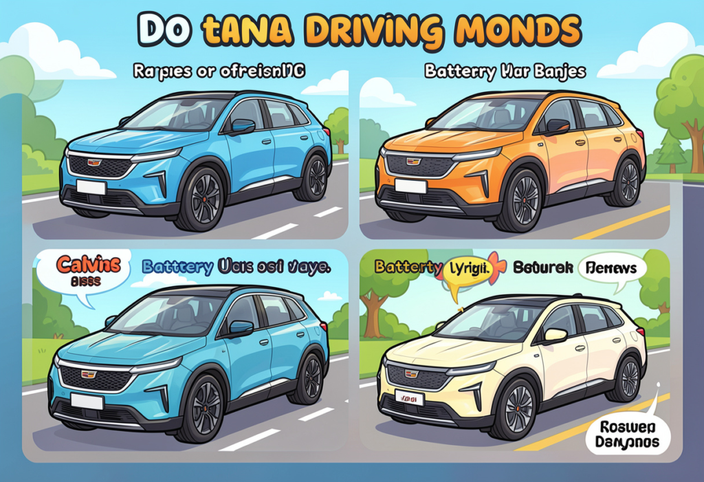 Do the driving modes in cadillac lyriq offer different ranges or battery usages visual breakdown